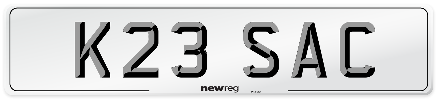 K23 SAC Number Plate from New Reg